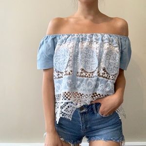 Lucy Paris Off The Shoulder Crochet Top
